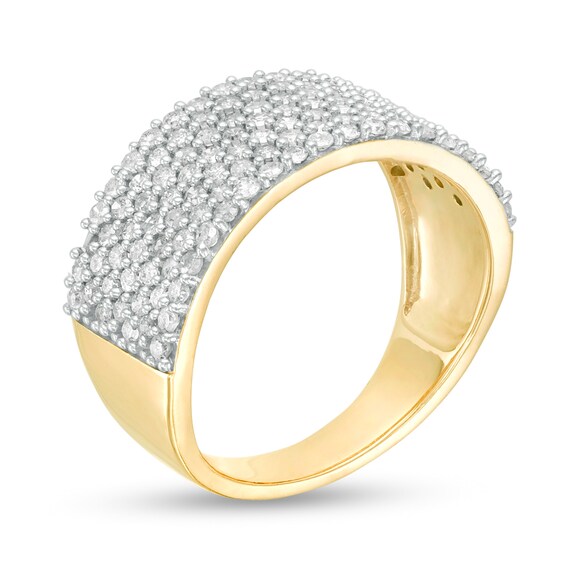1 CT. T.w. Diamond Multi-Row Band in 10K Gold