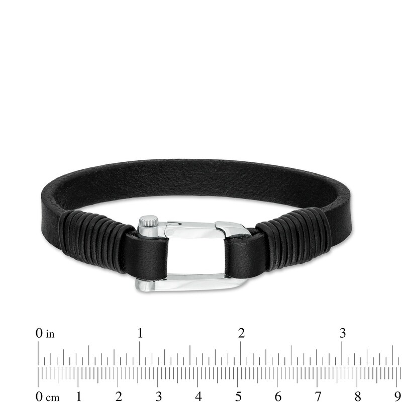Main Image 3 of Vera Wang Men Leather Cord Bracelet with Sterling Silver Buckle Clasp - 8.5"