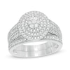 Thumbnail Image 1 of 3/4 CT. T.W. Multi-Diamond Triple Frame Vintage-Style Multi-Row Bridal Set in 10K White Gold