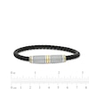 Thumbnail Image 3 of Vera Wang Men Black Braided Leather Bracelet with Sterling Silver and 14K Gold Chevron Barrel Clasp - 8.5"