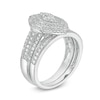 Thumbnail Image 3 of 3/4 CT. T.W. Multi-Diamond Triple Marquise Frame Vintage-Style Multi-Row Bridal Set in 10K White Gold