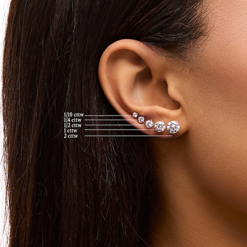 Main Image 5 of Zales Private Collection 5/8 CT. T.W. Certified Colourless Diamond Solitaire Stud Earrings in 14K Gold (F/I1)