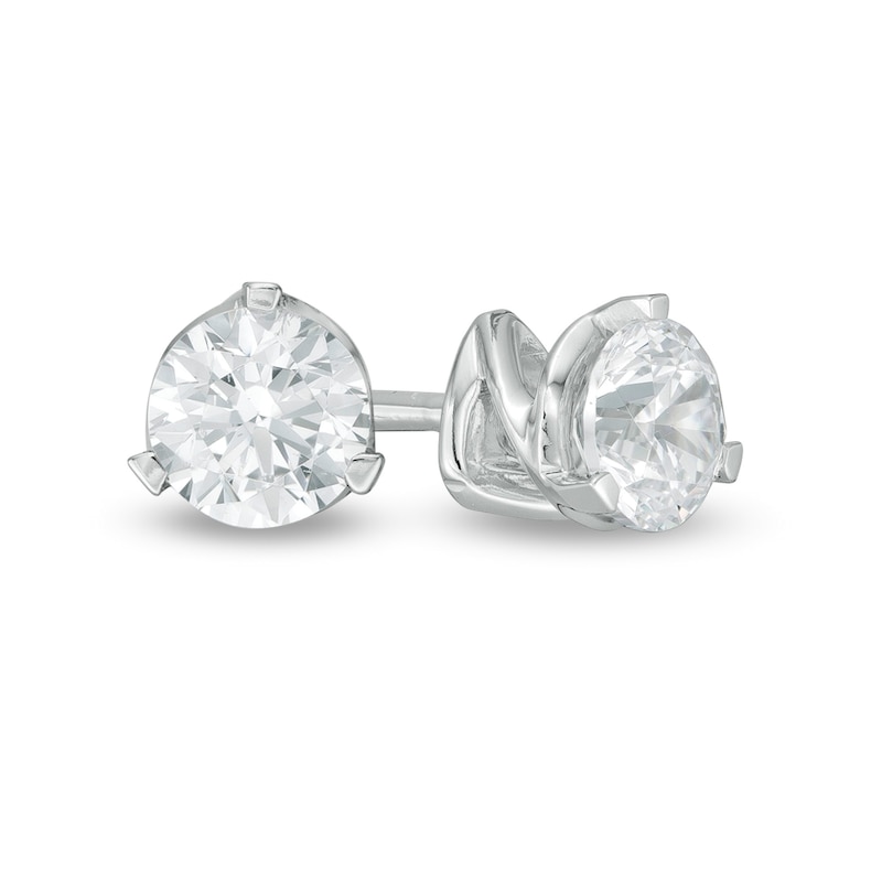 Main Image 1 of Zales Private Collection 3/8 CT. T.W. Certified Colourless Diamond Solitaire Stud Earrings in 14K White Gold (F/I1)