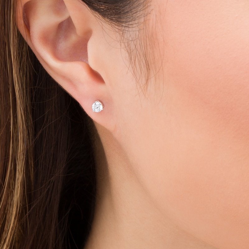 Main Image 2 of Zales Private Collection 3/8 CT. T.W. Certified Colourless Diamond Solitaire Stud Earrings in 14K White Gold (F/I1)