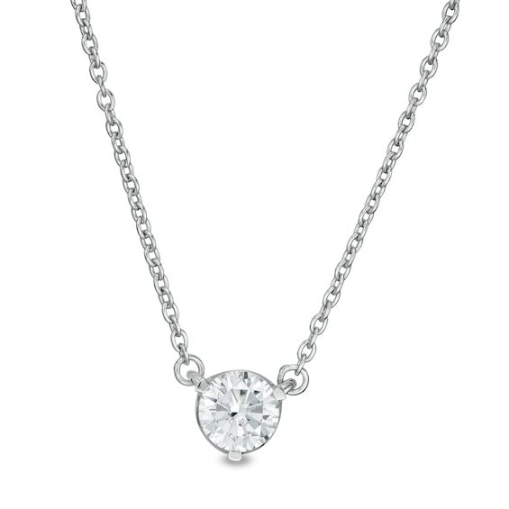 Zales Private Collection 1/3 CT. Certified Colorless Diamond Solitaire Necklace in 14K White Gold (F/I1)