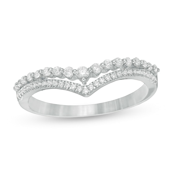 1/4 CT. T.w. Diamond Double Chevron Anniversary Band in 10K White Gold