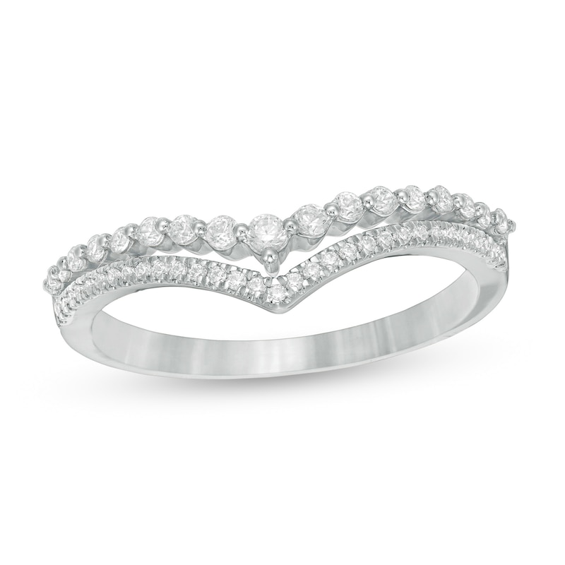 1/4 CT. T.W. Diamond Double Chevron Anniversary Band in 10K White Gold