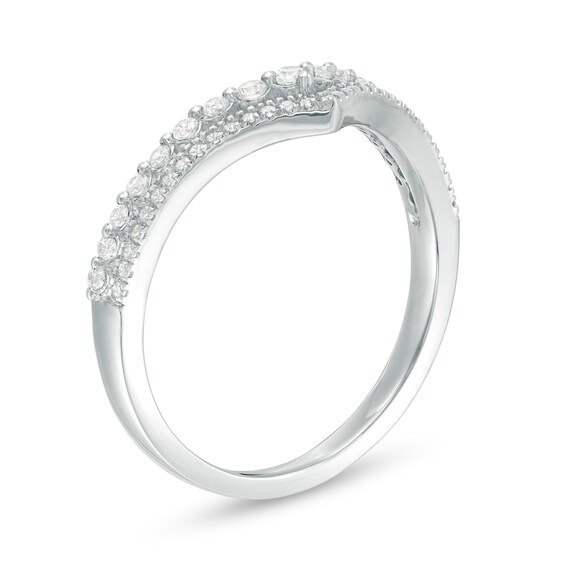 1/4 CT. T.w. Diamond Double Chevron Anniversary Band in 10K White Gold