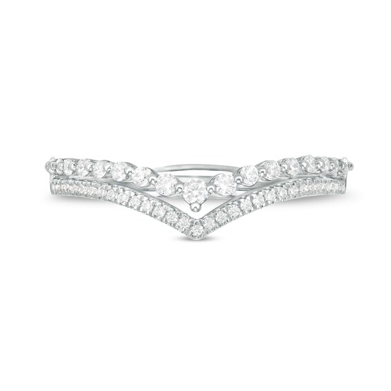 1/4 CT. T.w. Diamond Double Chevron Anniversary Band in 10K White Gold