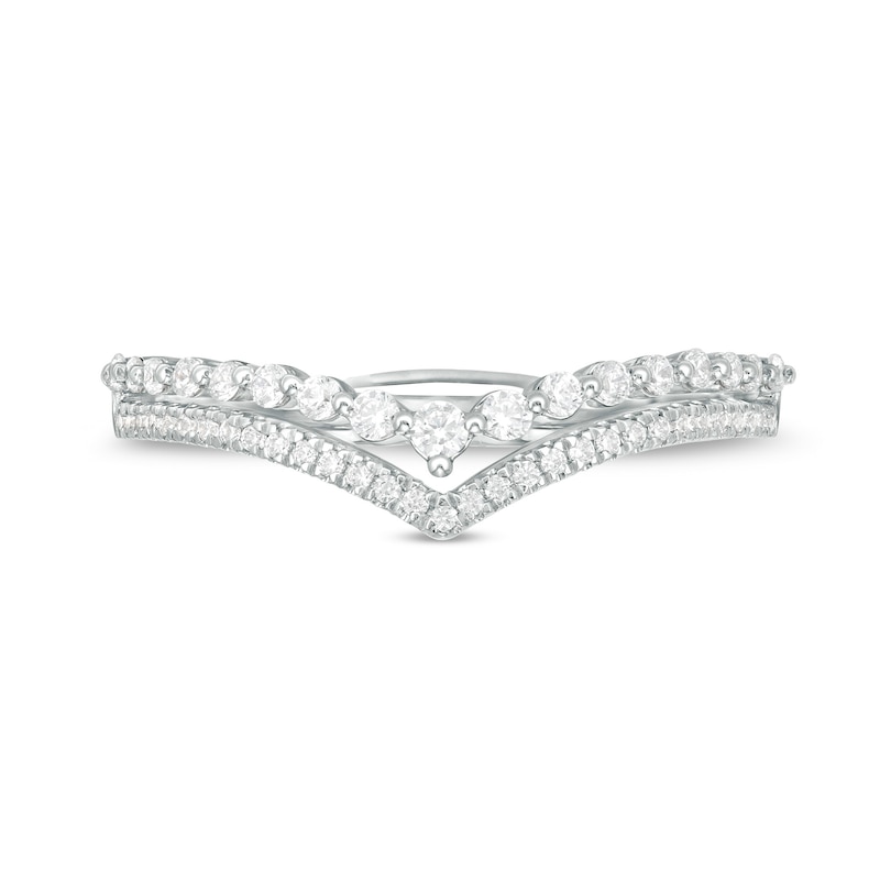 1/4 CT. T.W. Diamond Double Chevron Anniversary Band in 10K White Gold