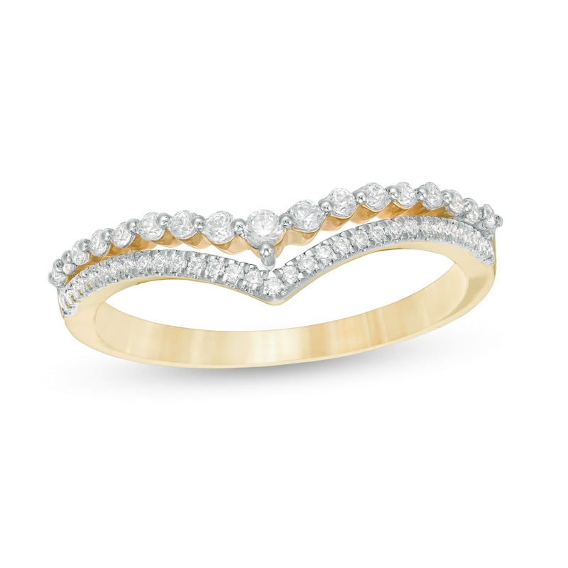 1/4 CT. T.W. Diamond Double Chevron Anniversary Band in 10K Gold