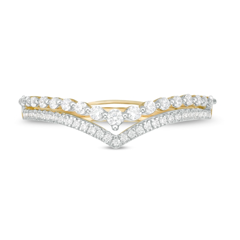 1/4 CT. T.W. Diamond Double Chevron Anniversary Band in 10K Gold