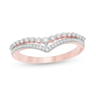 1/4 CT. T.W. Diamond Double Chevron Anniversary Band in 10K Rose Gold