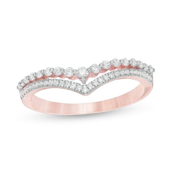 1/4 CT. T.w. Diamond Double Chevron Anniversary Band in 10K Rose Gold