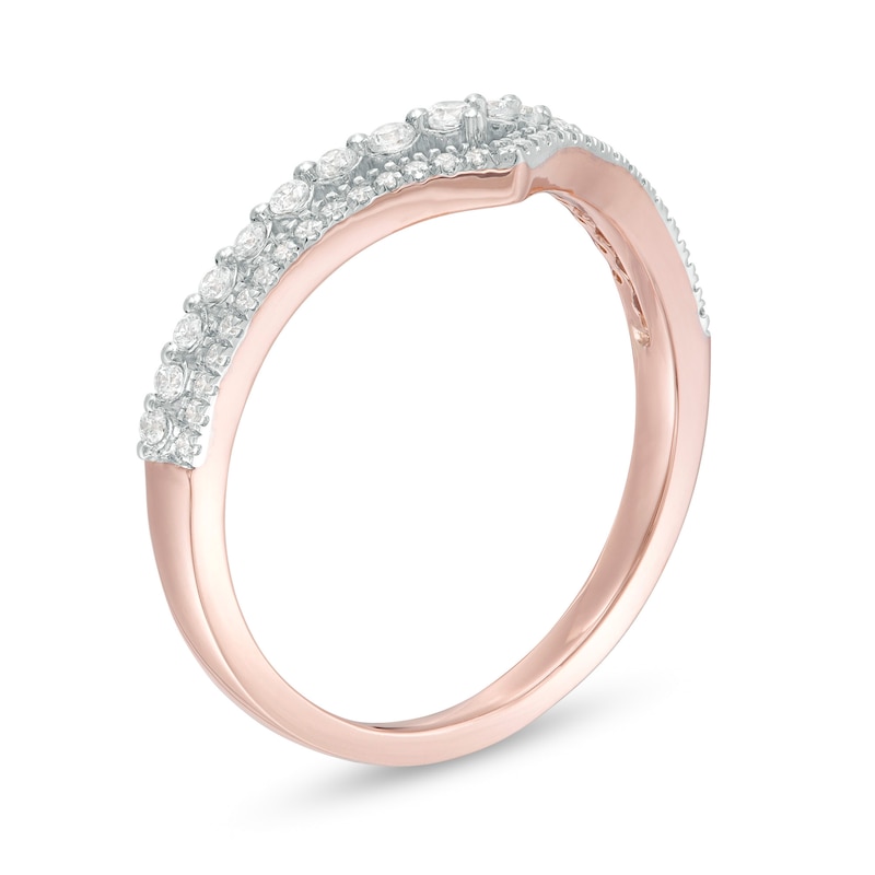 Main Image 3 of 1/4 CT. T.W. Diamond Double Chevron Anniversary Band in 10K Rose Gold