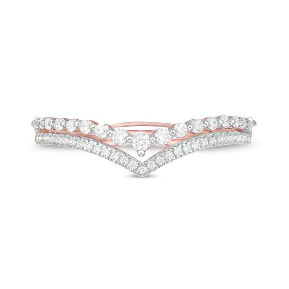 1/4 CT. T.w. Diamond Double Chevron Anniversary Band in 10K Rose Gold