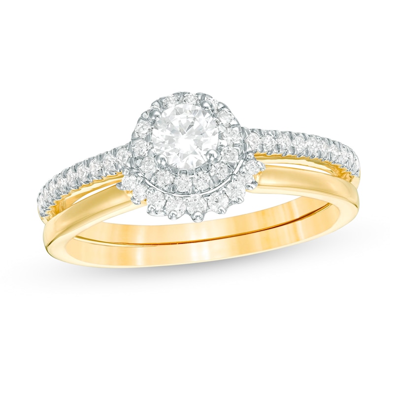 Main Image 1 of 1/2 CT. T.W. Diamond Frame Bridal Set in 10K Gold