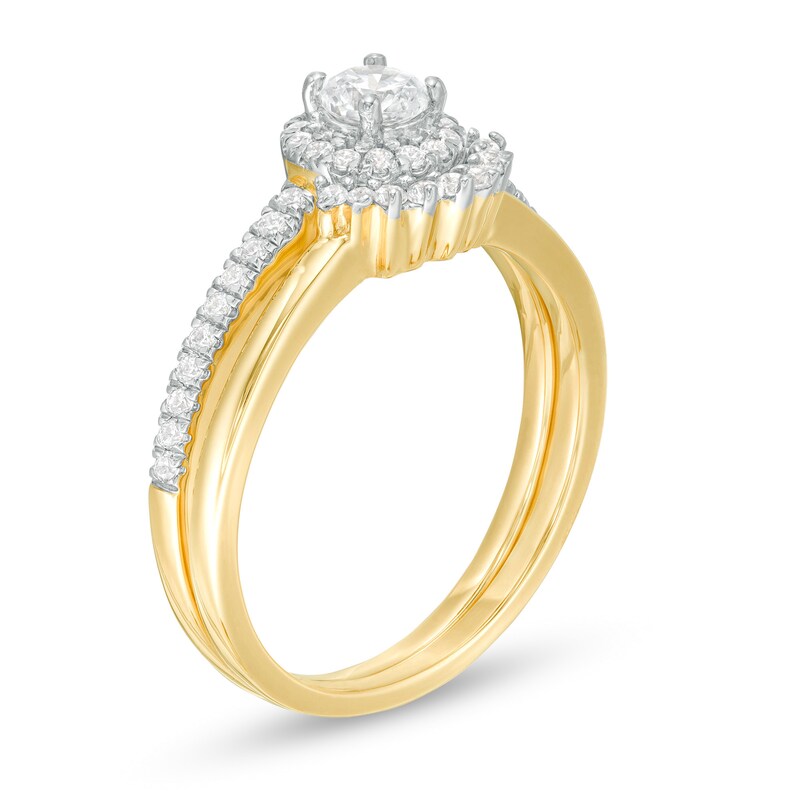 Main Image 3 of 1/2 CT. T.W. Diamond Frame Bridal Set in 10K Gold