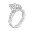 Thumbnail Image 3 of 1 CT. T.W. Multi-Diamond Scallop Marquise Frame Vintage-Style Bridal Set in 10K White Gold