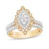 Thumbnail Image 1 of 1 CT. T.W. Multi-Diamond Scallop Marquise Frame Vintage-Style Bridal Set in 10K Gold