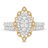 Thumbnail Image 4 of 1 CT. T.W. Multi-Diamond Scallop Marquise Frame Vintage-Style Bridal Set in 10K Gold