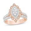 Thumbnail Image 0 of 1 CT. T.W. Multi-Diamond Scallop Marquise Frame Vintage-Style Bridal Set in 10K Rose Gold