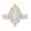 Thumbnail Image 3 of 1 CT. T.W. Multi-Diamond Scallop Marquise Frame Vintage-Style Bridal Set in 10K Rose Gold