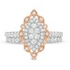 Thumbnail Image 4 of 1 CT. T.W. Multi-Diamond Scallop Marquise Frame Vintage-Style Bridal Set in 10K Rose Gold