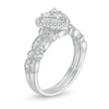 Thumbnail Image 2 of 1/2 CT. T.W. Multi-Diamond Heart Frame Alternating Marquise Vintage-Style Bridal Set in 10K White Gold