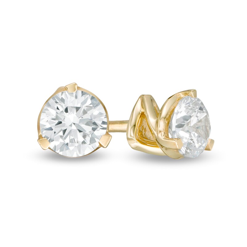 Main Image 1 of Zales Private Collection 3/8 CT. T.W. Certified Colourless Diamond Solitaire Stud Earrings in 14K Gold (F/I1)