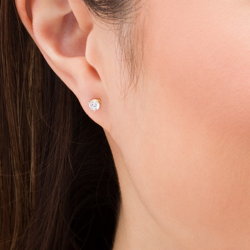 Main Image 2 of Zales Private Collection 3/8 CT. T.W. Certified Colourless Diamond Solitaire Stud Earrings in 14K Gold (F/I1)