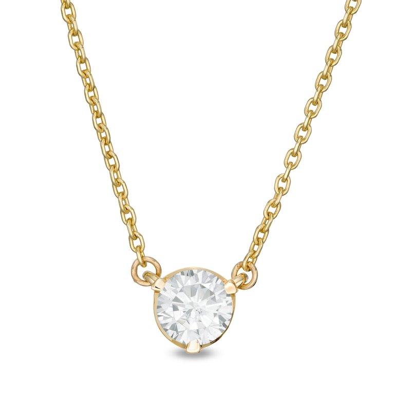 Zales 1/4 Ct. T.W. Diamond V Necklace in 14K Gold (I/Si2) - 16