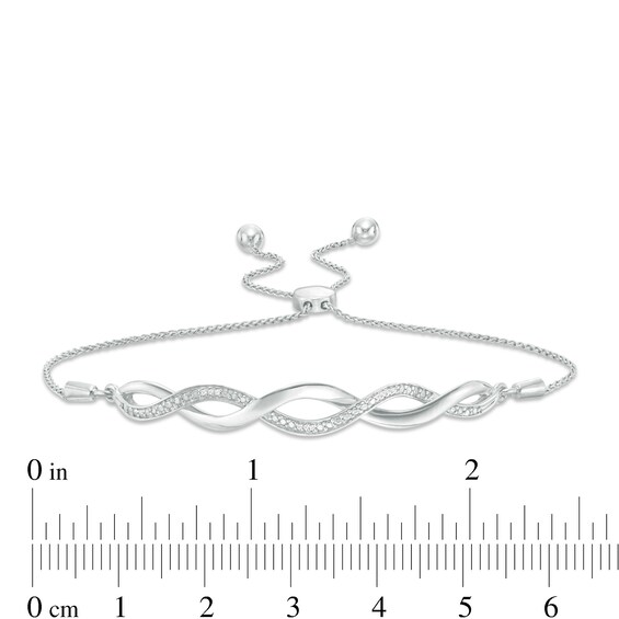1/20 CT. T.w. Diamond Twist Pendant, Bolo Bracelet and Drop Earrings Set in Sterling Silver - 9.5"