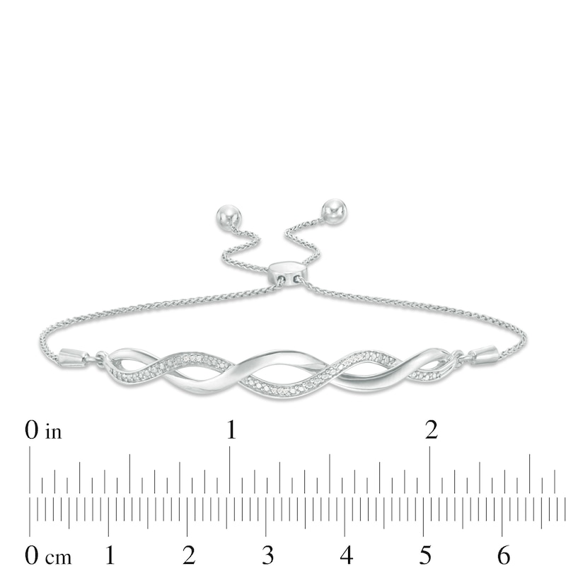 1/20 CT. T.W. Diamond Twist Pendant, Bolo Bracelet and Drop Earrings Set in Sterling Silver - 9.5"