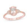 Thumbnail Image 1 of Oval Morganite and 1/20 CT. T.W. Composite Diamond Heart-Sides Ring in 10K Rose Gold