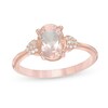 Thumbnail Image 0 of Oval Morganite and 1/20 CT. T.W. Composite Diamond Heart-Sides Ring in 10K Rose Gold