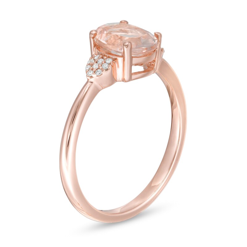 Main Image 3 of Oval Morganite and 1/20 CT. T.W. Composite Diamond Heart-Sides Ring in 10K Rose Gold