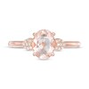 Thumbnail Image 4 of Oval Morganite and 1/20 CT. T.W. Composite Diamond Heart-Sides Ring in 10K Rose Gold