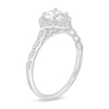 Thumbnail Image 2 of 6.0mm Lab-Created White Sapphire and 1/8 CT. T.W. Diamond Frame Flower Ring in 10K White Gold