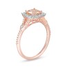 Thumbnail Image 3 of 6.0mm Cushion-Cut Morganite and 1/6 CT. T.W. Diamond Frame Split Shank Ring in 10K Rose Gold