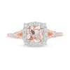 Thumbnail Image 4 of 6.0mm Cushion-Cut Morganite and 1/6 CT. T.W. Diamond Frame Split Shank Ring in 10K Rose Gold