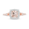 Thumbnail Image 3 of 6.0mm Cushion-Cut Morganite and 1/6 CT. T.W. Diamond Frame Split Shank Ring in 10K Rose Gold