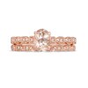 Thumbnail Image 4 of Oval Morganite and 1/15 CT. T.W. Diamond Beaded Alternating Art Deco Bridal Set in 10K Rose Gold