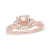 Thumbnail Image 0 of 8.0mm Morganite and 1/10 CT. T.W. Diamond Tri-Sides Vintage-Style Ring in 10K Rose Gold