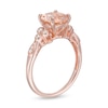 8.0mm Morganite and 1/10 CT. T.W. Diamond Tri-Sides Vintage-Style Ring ...