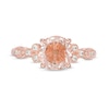 Thumbnail Image 3 of 8.0mm Morganite and 1/10 CT. T.W. Diamond Tri-Sides Vintage-Style Ring in 10K Rose Gold