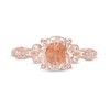 Thumbnail Image 4 of 8.0mm Morganite and 1/10 CT. T.W. Diamond Tri-Sides Vintage-Style Ring in 10K Rose Gold