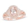 Thumbnail Image 1 of Oval Morganite and 1/2 CT. T.W. Diamond Double Frame Split Shank Ring in 10K Rose Gold