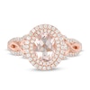 Thumbnail Image 4 of Oval Morganite and 1/2 CT. T.W. Diamond Double Frame Split Shank Ring in 10K Rose Gold