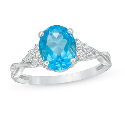 & Checker-Cut Blue Topaz Ring Jewelry Adviser Rings Sterling Silver Rhodium Diam & Checker-Cut Blue Topaz Ring Jewelry Adviser Rings Sterling Silver Rhodium Diam
